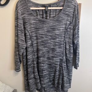 Style & Co. Gray Striped Top